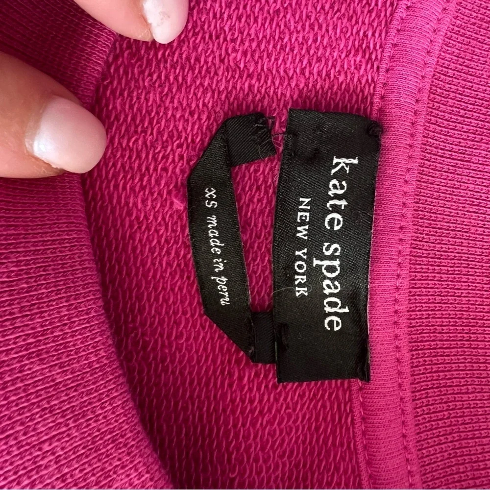 Kate Spade Fuchsia Embroidered Preppy Classic Uptown Sweatshirt XS